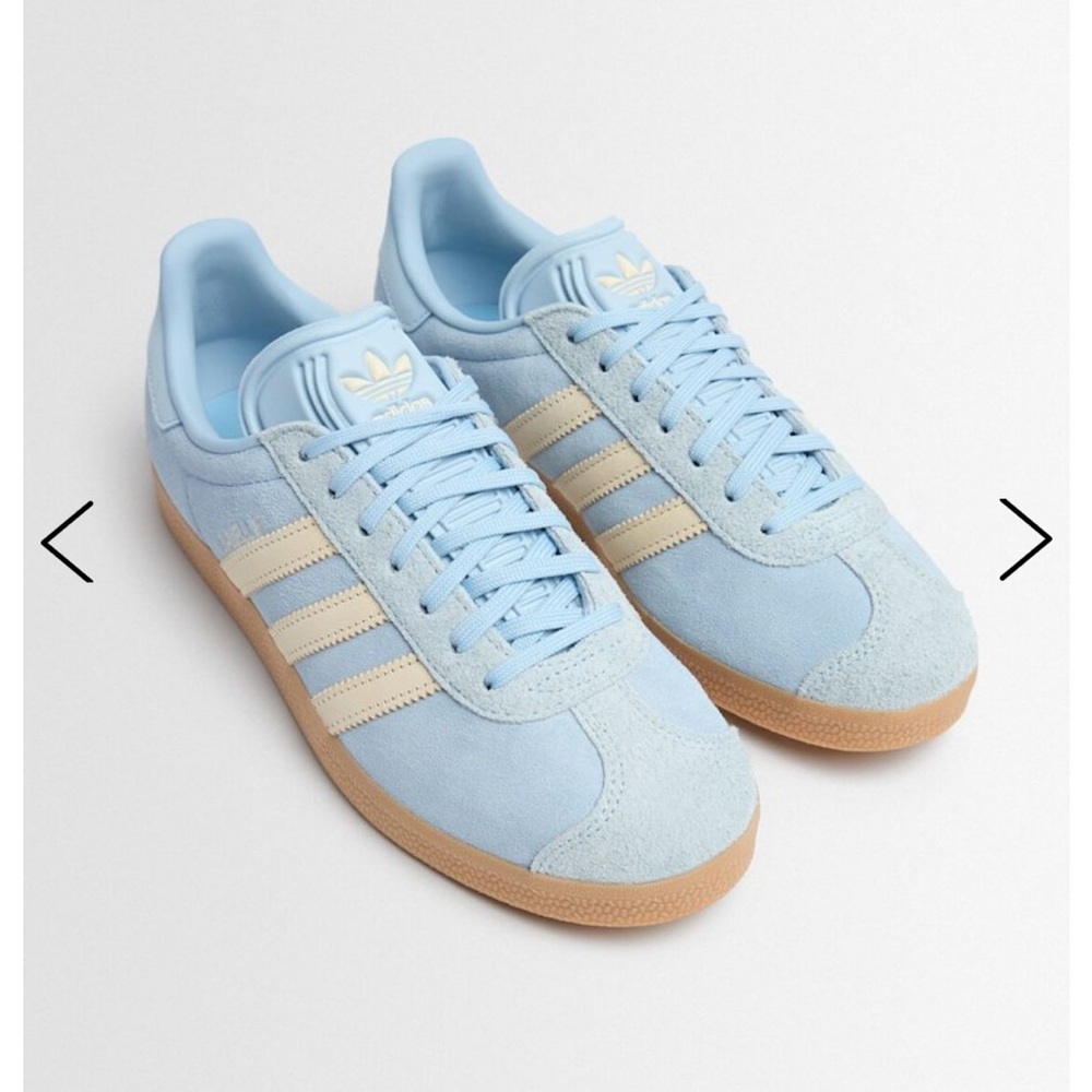 Adidas Sky Blue Suede Sneakers with White Stripes